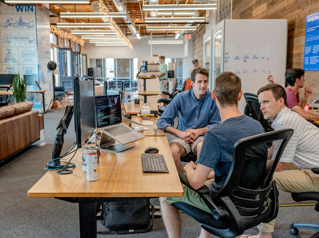 team discussion in office